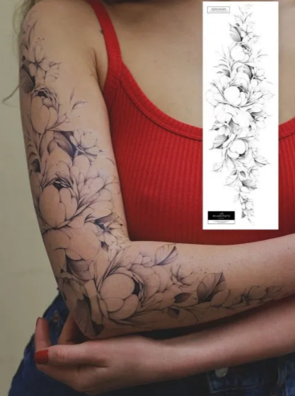 Переводной тату-рукав Miami Tattoos Peony bloom