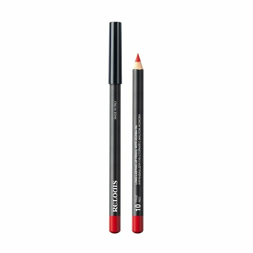 Карандаш для губ с маслом жожоба, тон 10 True red, Relouis
